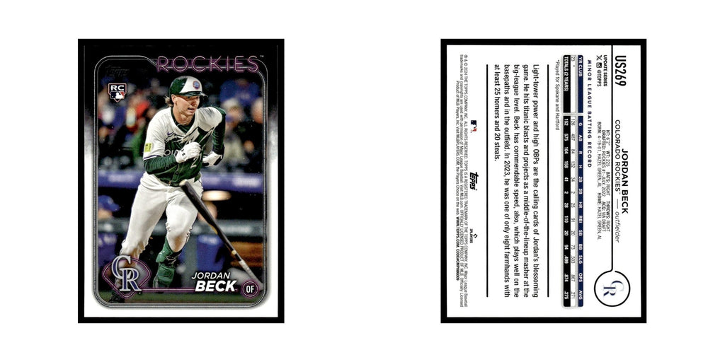 Jordan Beck Rookie 2024 Topps Update #US269 Colorado Rockies Baseball Card NM
