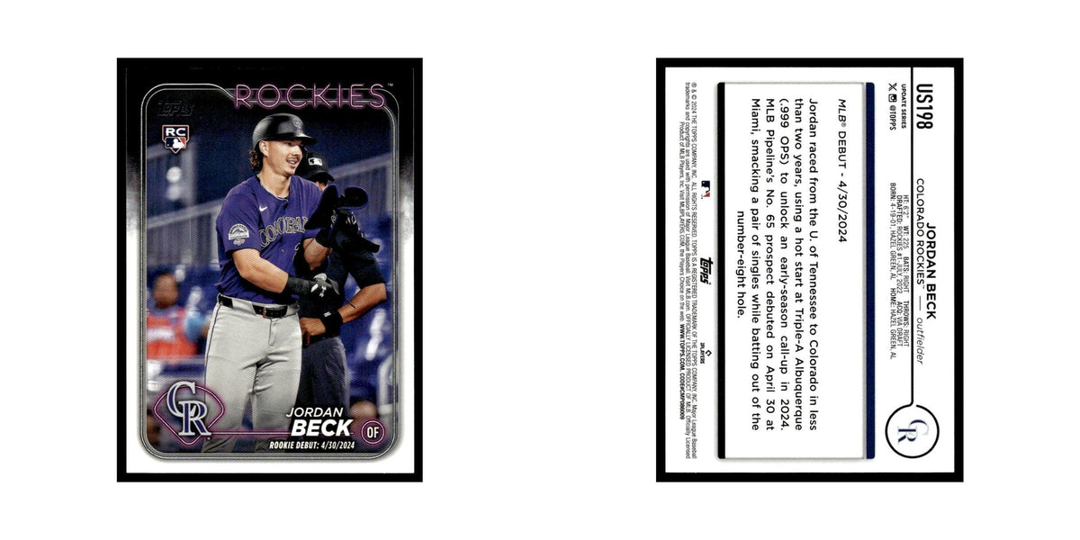 Jordan Beck Rookie 2024 Topps Update #US198 Colorado Rockies Baseball Card NM
