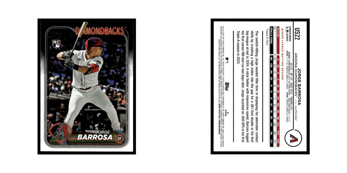 Jorge Barrosa Rookie 2024 Topps Update #US22 Arizona Diamondbacks NM