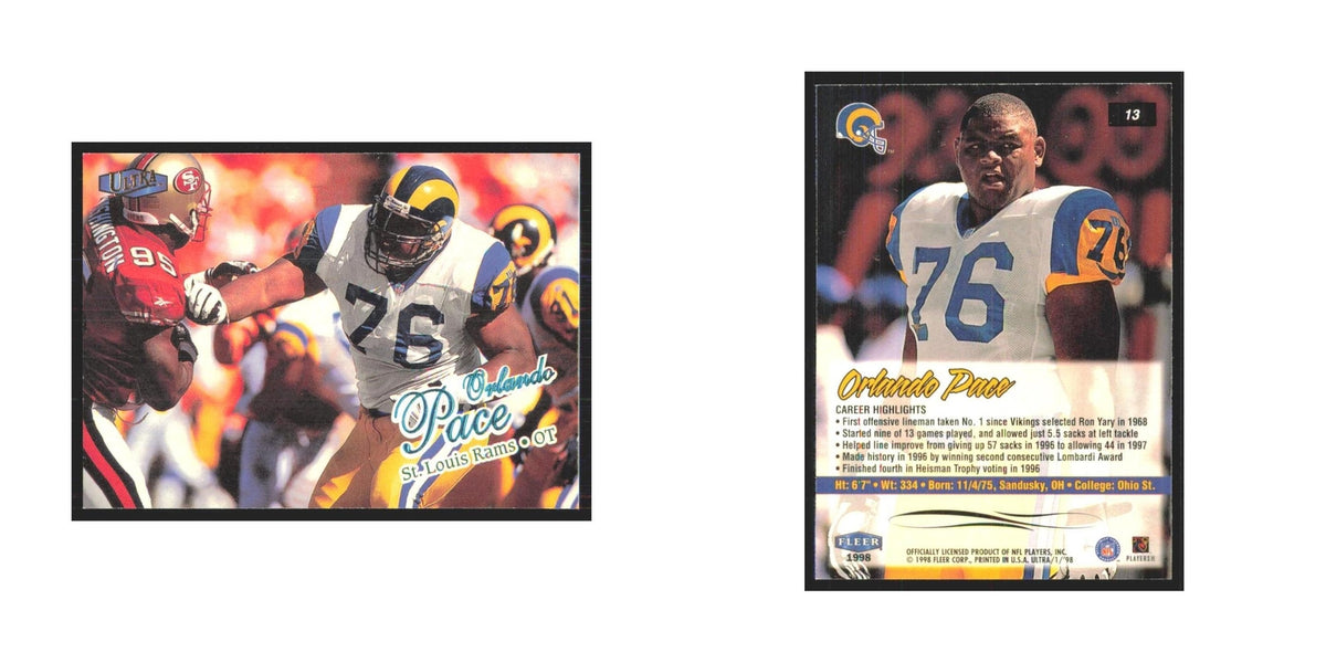 Orlando Pace 1998 Fleer Ultra #13 St. Louis Rams Football Card NM