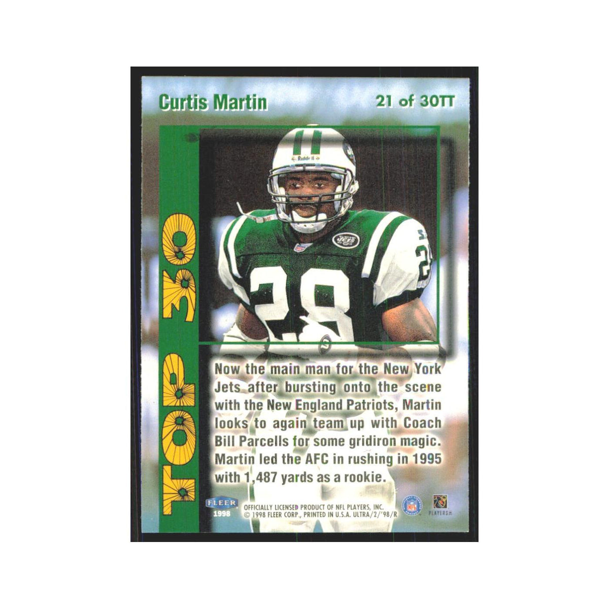 Curtis Martin 1998 Fleer Ultra #21 New England Patriots Football Card NM