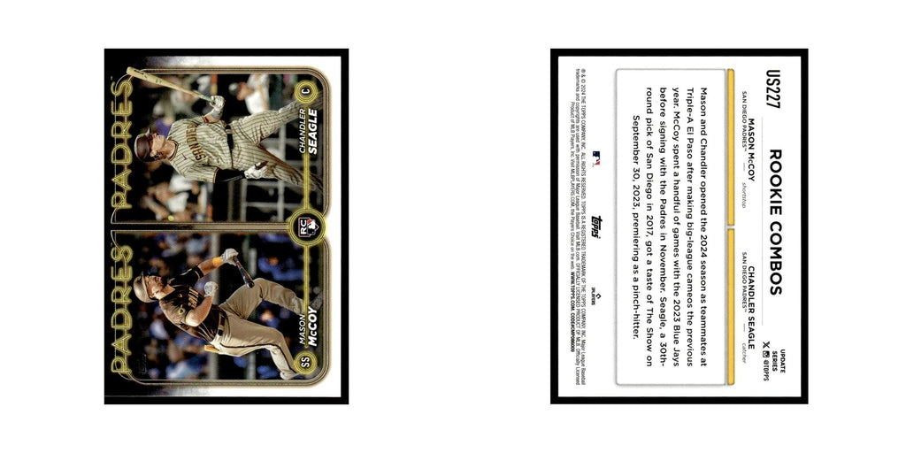 Chandler Seagle   Mason McCoy Rookie 2024 Topps Update #US227 Padres NM