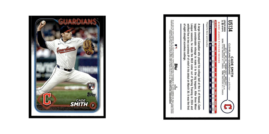 Cade Smith Rookie 2024 Topps Update #US134 Cleveland Guardians Baseball Card NM