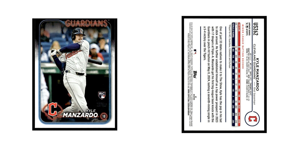 Kyle Manzardo Rookie 2024 Topps Update #US262 Cleveland Guardians NM