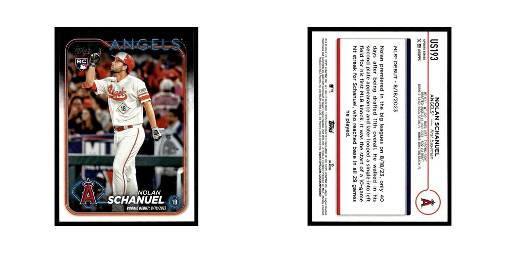 Nolan Schanuel Rookie 2024 Topps Update #US193 Los Angeles Angels NM