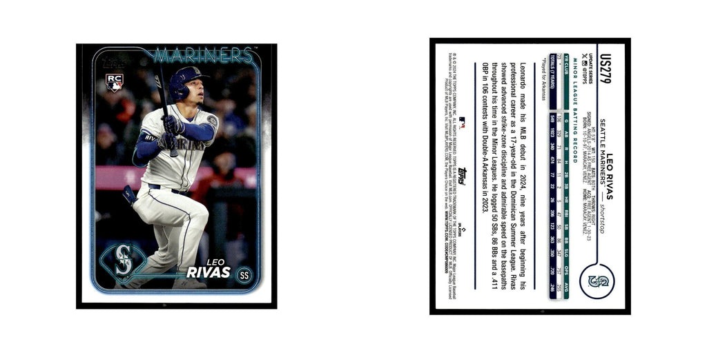 Leo Rivas Rookie 2024 Topps Update #US279 Seattle Mariners Baseball Card NM