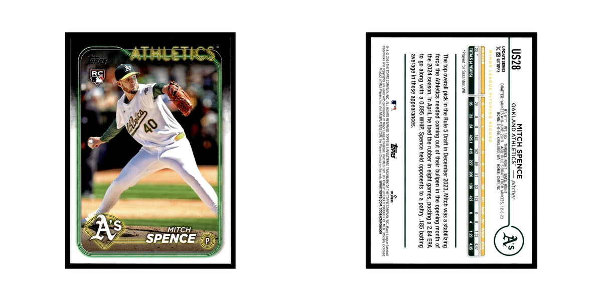 Mitch Spence Rookie 2024 Topps Update #US28 Oakland Athletics Baseball Card NM