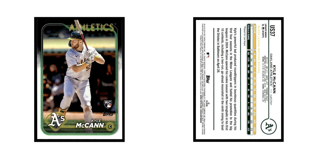Kyle McCann Rookie 2024 Topps Update #US37 Oakland Athletics Baseball Card NM