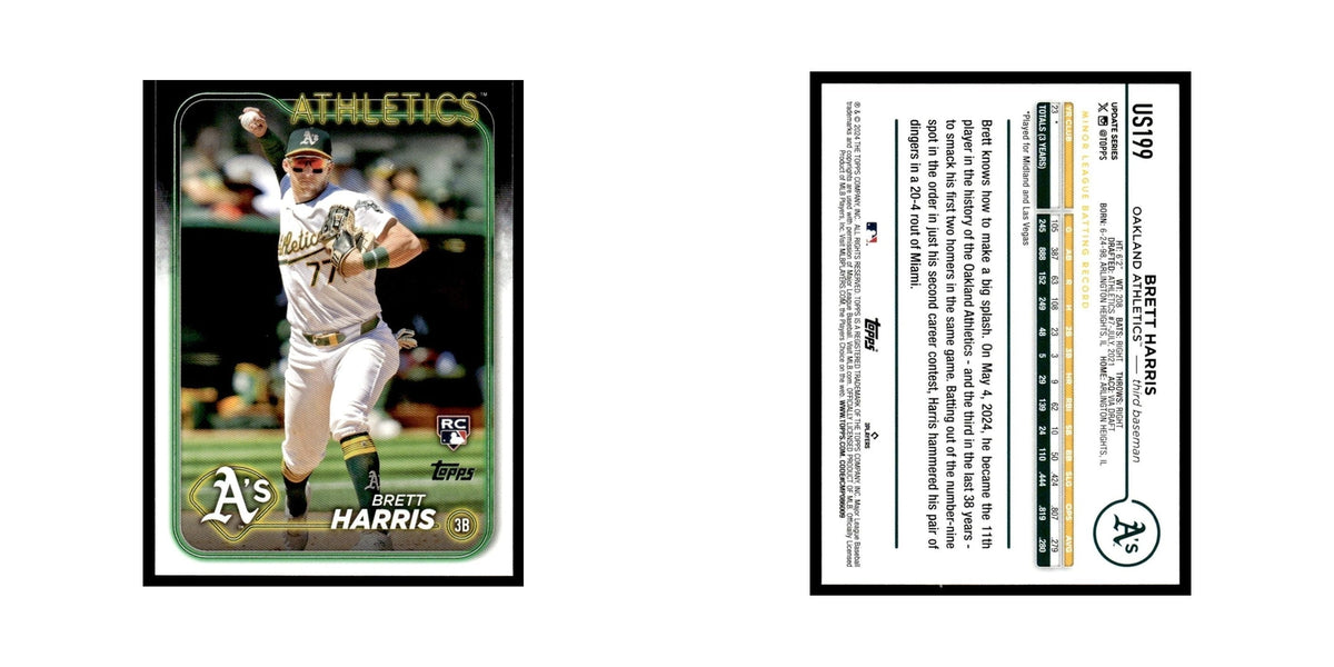 Brett Harris Rookie 2024 Topps Update #US199 Oakland Athletics Baseball Card NM
