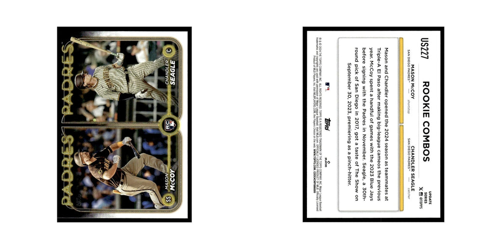 Chandler Seagle   Mason McCoy Rookie 2024 Topps Update #US227 Padres NM