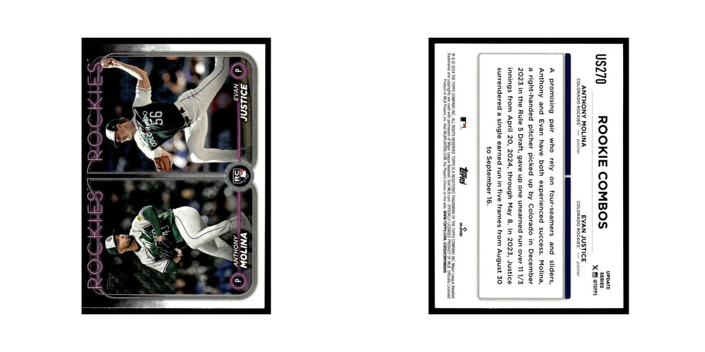 Evan Justice   Anthony Molina Rookie 2024 Topps Update #US270 Rockies NM