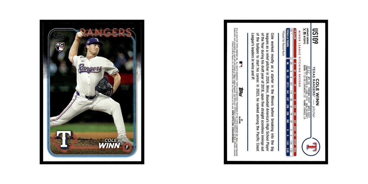 Cole Winn Rookie 2024 Topps Update #US109 Texas Rangers Baseball Card NM