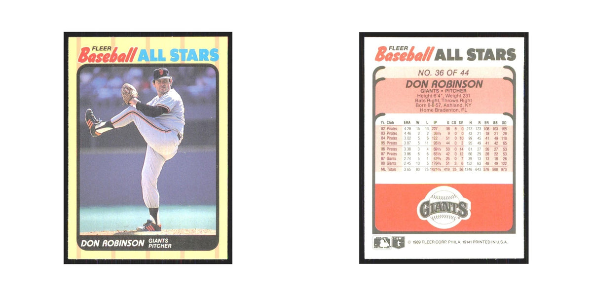 Don Robinson 1989 Fleer Baseball All-Stars #36.0 San Francisco Giants NM