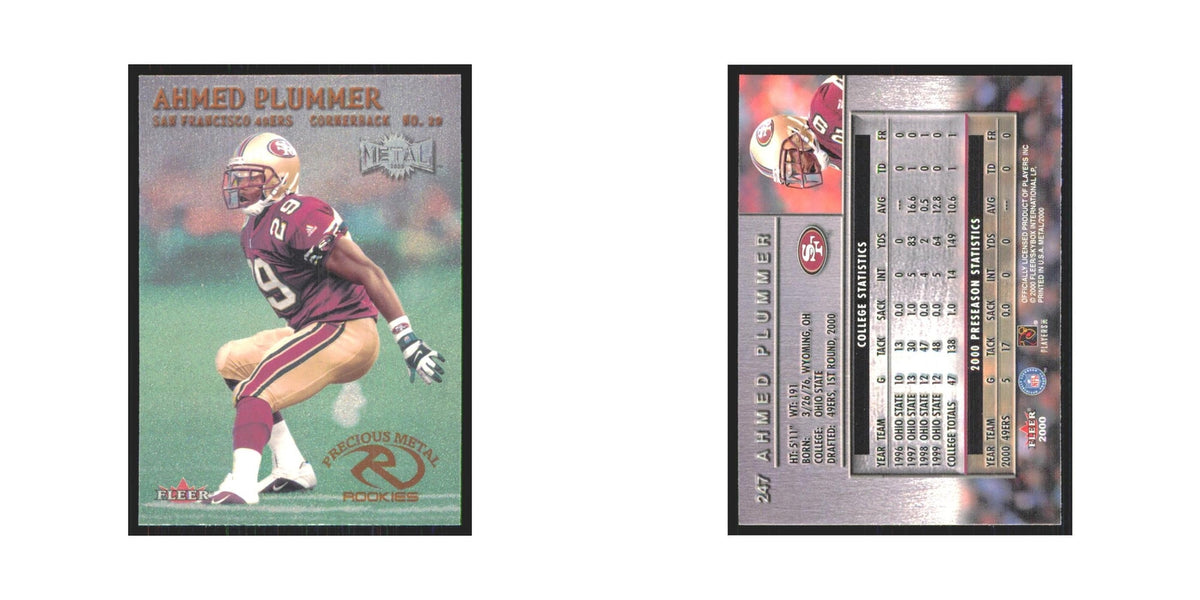 Ahmed Plummer Rookie 2000 Fleer Metal #247 San Francisco 49ers Football Card NM