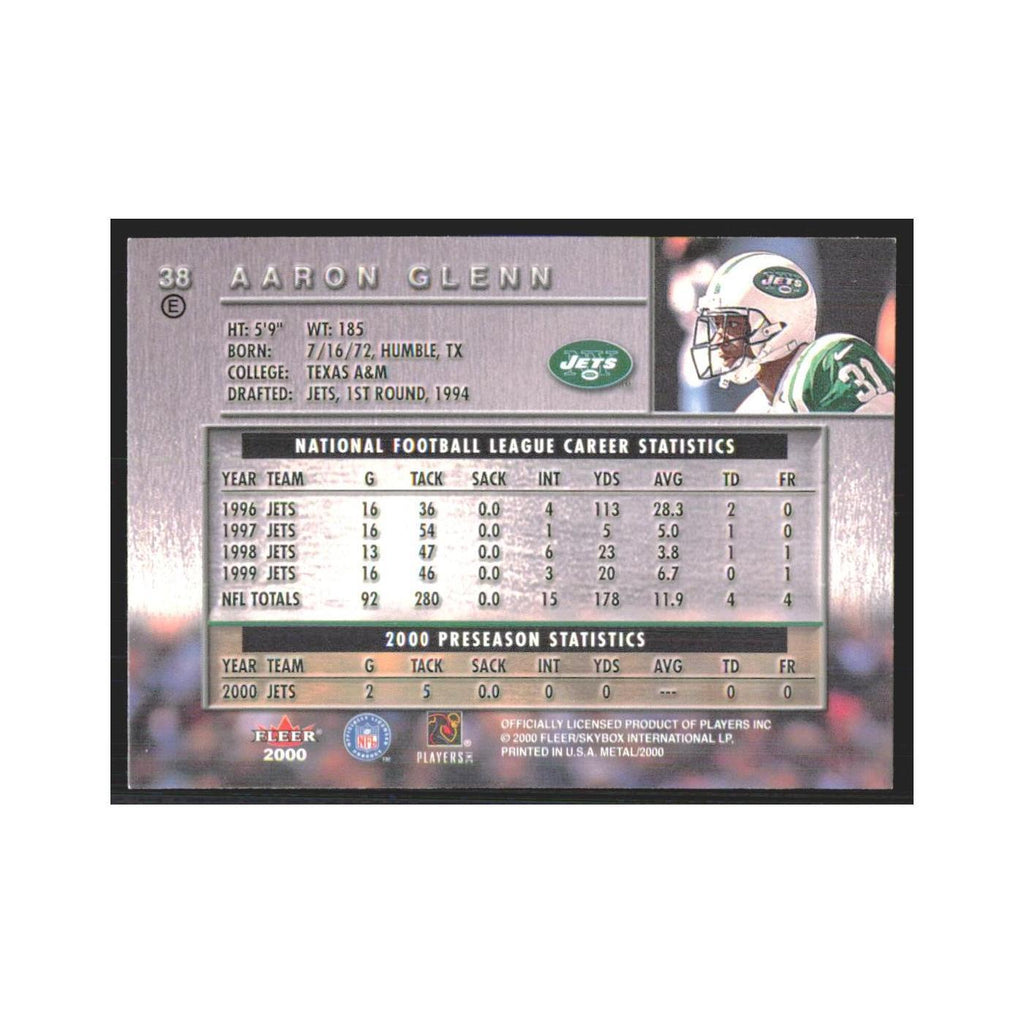 Aaron Glenn 2000 Fleer Metal #38 New York Jets Football Card NM