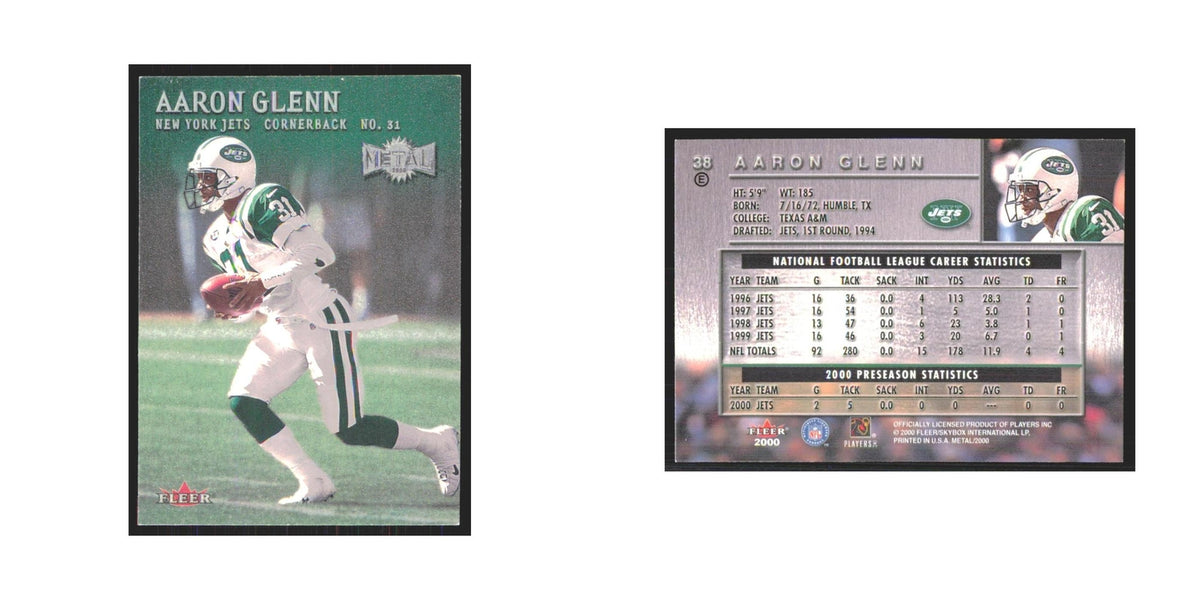 Aaron Glenn 2000 Fleer Metal #38 New York Jets Football Card NM