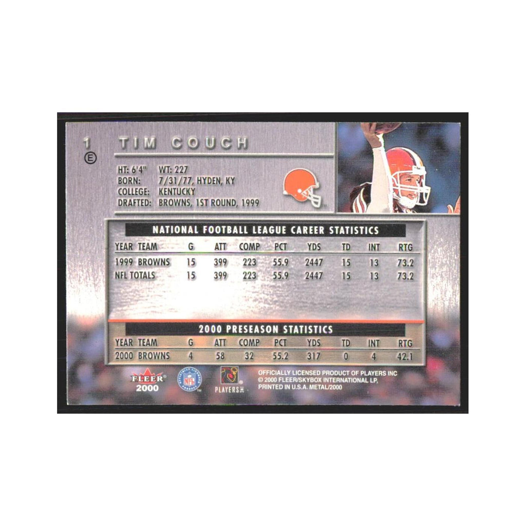 Tim Couch 2000 Fleer Metal #1 Cleveland Browns Football Card NM