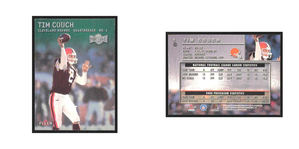 Tim Couch 2000 Fleer Metal #1 Cleveland Browns Football Card NM