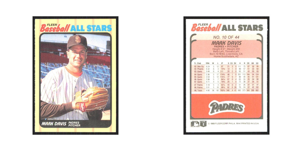 Mark Davis 1989 Fleer Baseball All-Stars #10.0 San Diego Padres Baseball Card NM
