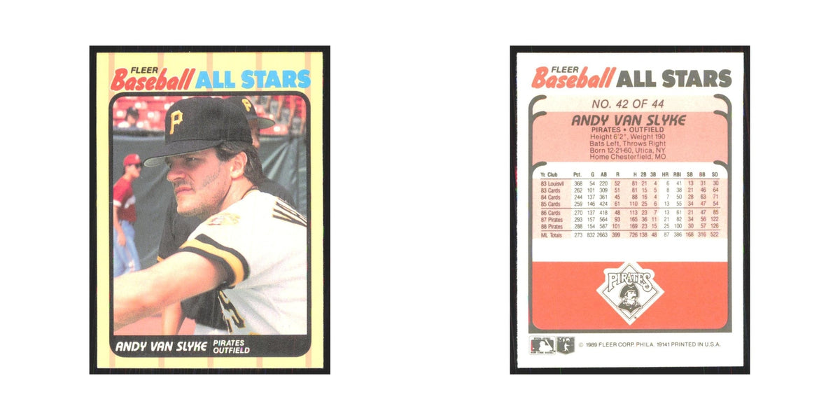 Andy Van Slyke 1989 Fleer Baseball All-Stars #42.0 Pittsburgh Pirates NM