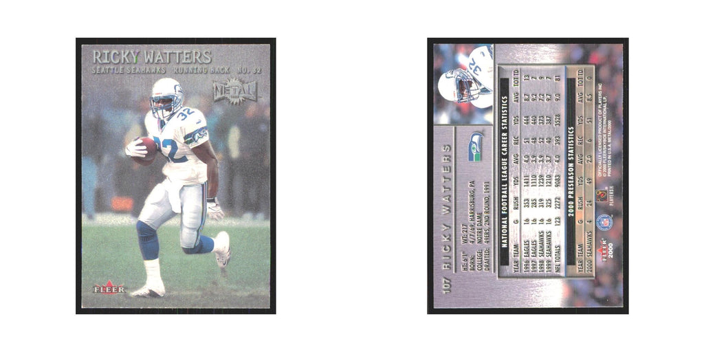 Ricky Watters 2000 Fleer Metal #107 Seattle Seahawks Football Card NM