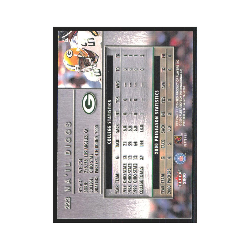 Na'il Diggs Rookie 2000 Fleer Metal #223 Green Bay Packers Football Card NM