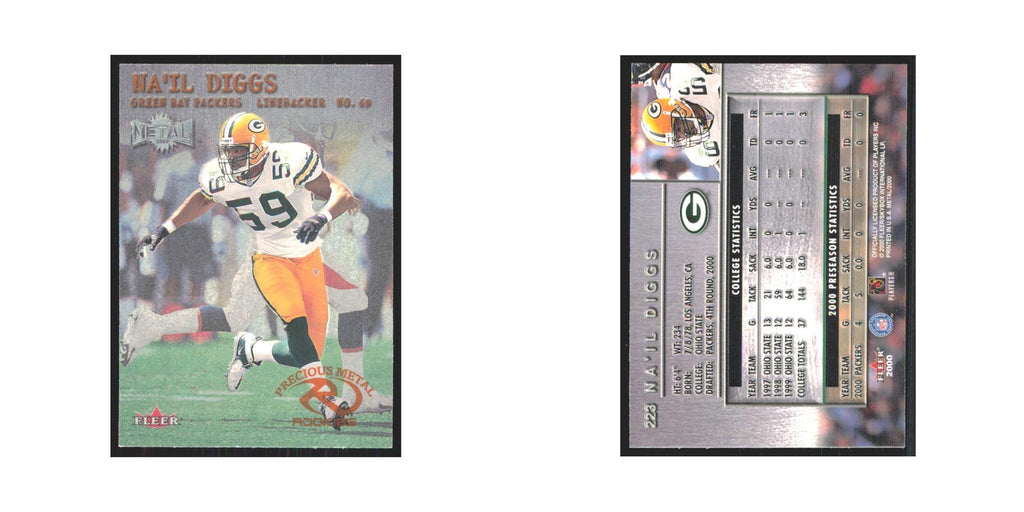 Na'il Diggs Rookie 2000 Fleer Metal #223 Green Bay Packers Football Card NM