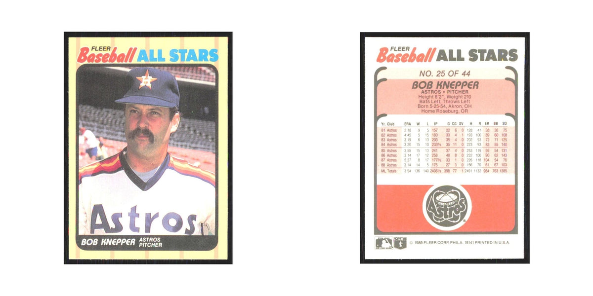Bob Knepper 1989 Fleer Baseball All-Stars #25.0 Houston Astros Baseball Card NM