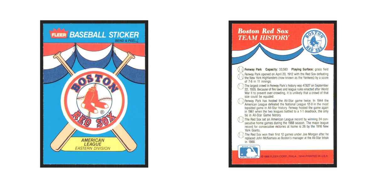Team History 1989 Fleer Baseball All-Stars #nan Boston Red Sox Baseball Card NM