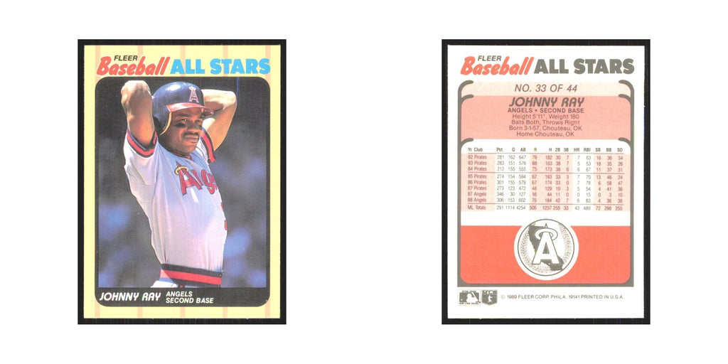 Johnny Ray 1989 Fleer Baseball All-Stars #33.0 California Angels NM