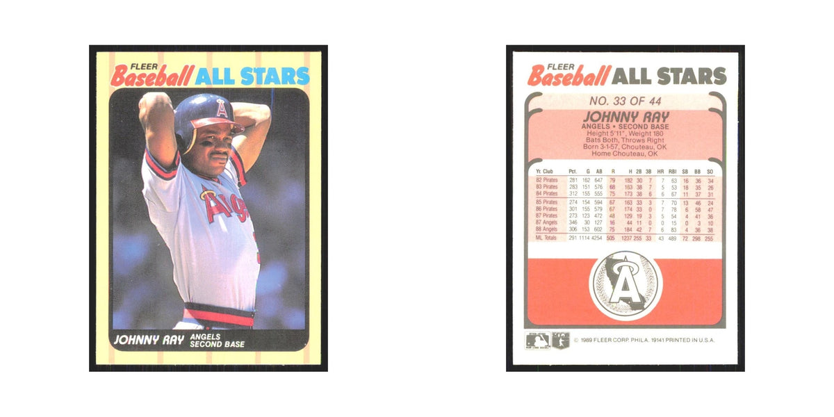 Johnny Ray 1989 Fleer Baseball All-Stars #33.0 California Angels NM
