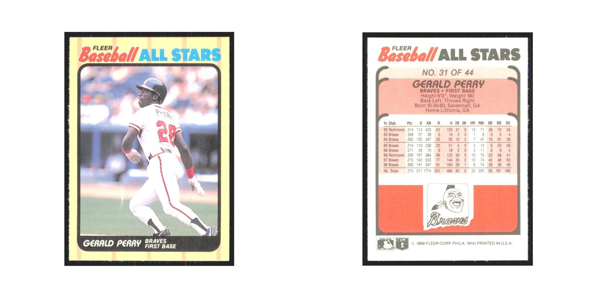 Gerald Perry 1989 Fleer Baseball All-Stars #31.0 Atlanta Braves Baseball Card NM