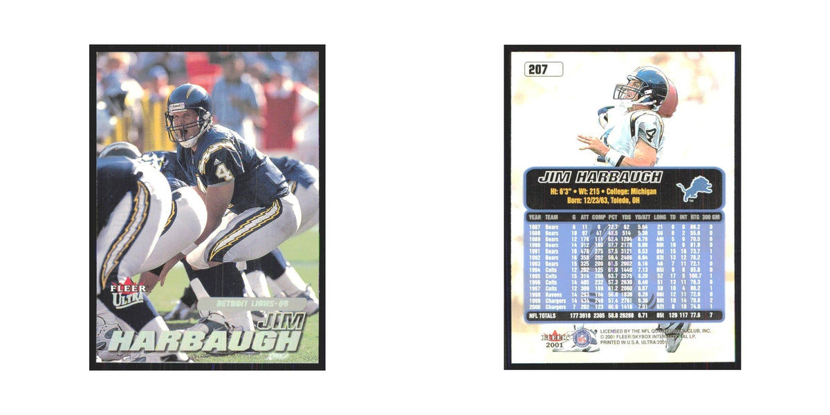 Jim Harbaugh 2001 Fleer Ultra #207 Detroit Lions Football Card NM