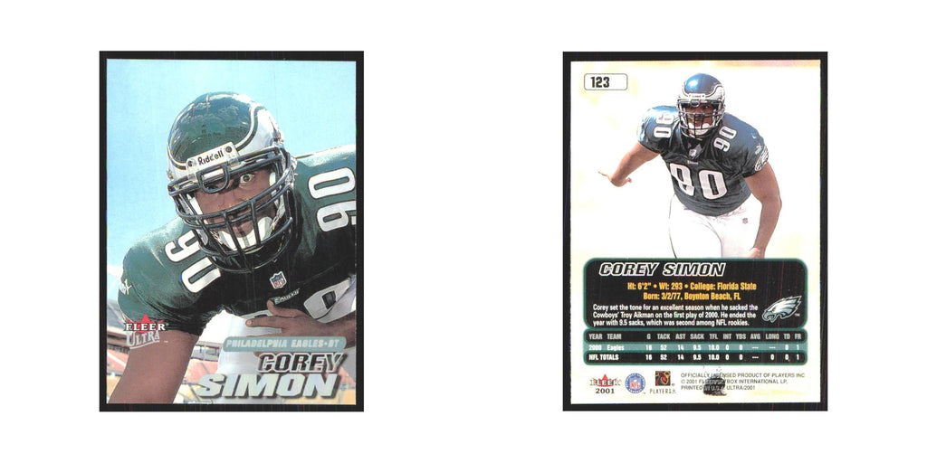 Corey Simon 2001 Fleer Ultra #123 Philadelphia Eagles Football Card NM