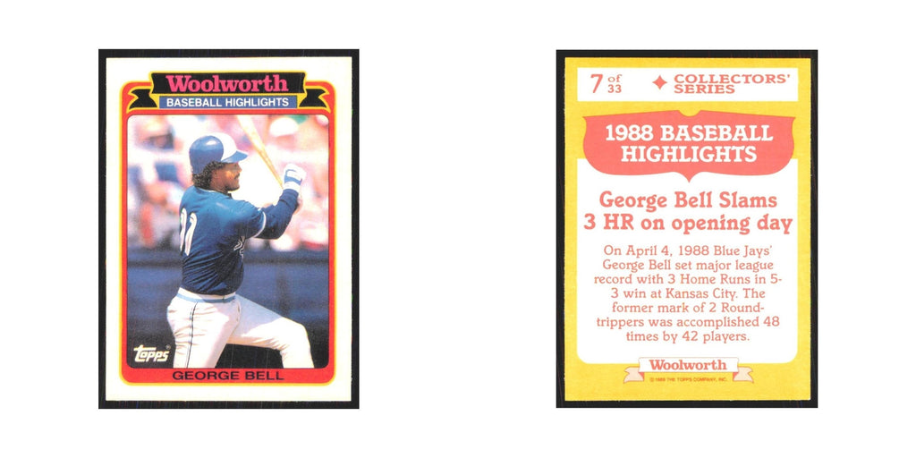 George Bell 1989 Topps Woolworth #7.0 Toronto Blue Jays Baseball Card NM