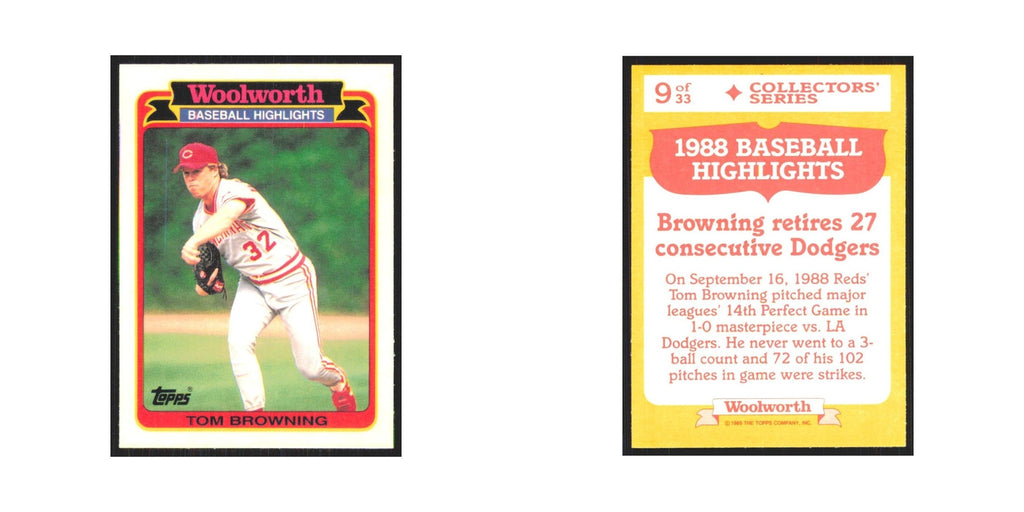 Tom Browning 1989 Topps Woolworth #9.0 Cincinnati Reds Baseball Card NM