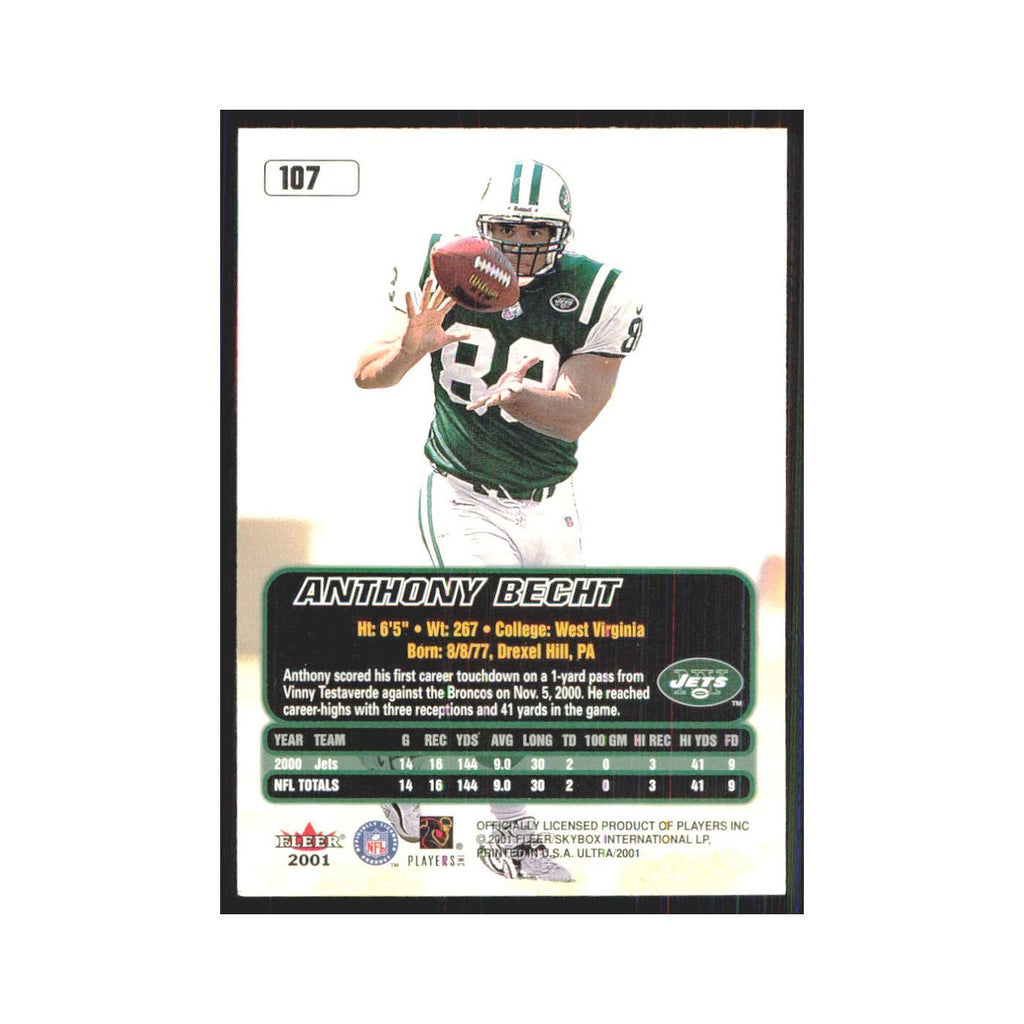 Anthony Becht 2001 Fleer Ultra #107 New York Jets Football Card NM