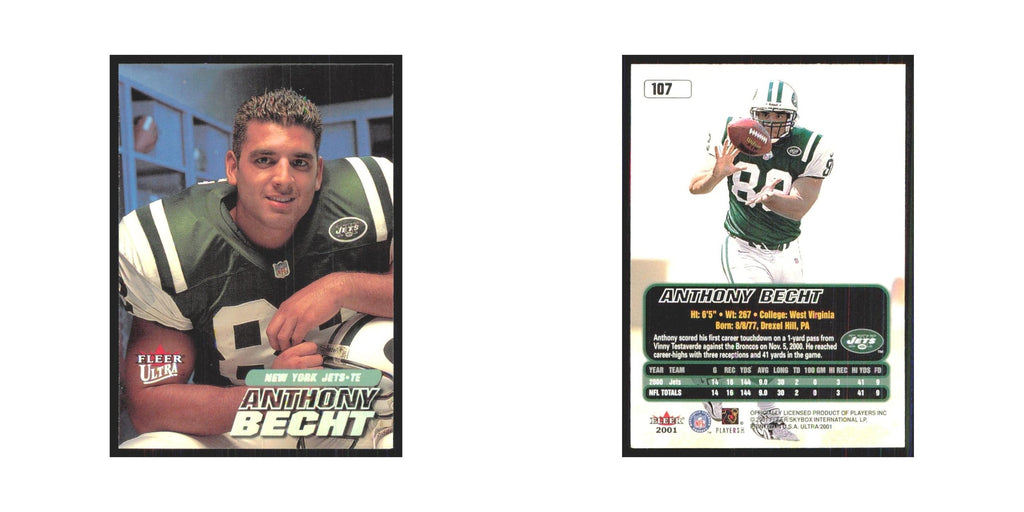 Anthony Becht 2001 Fleer Ultra #107 New York Jets Football Card NM