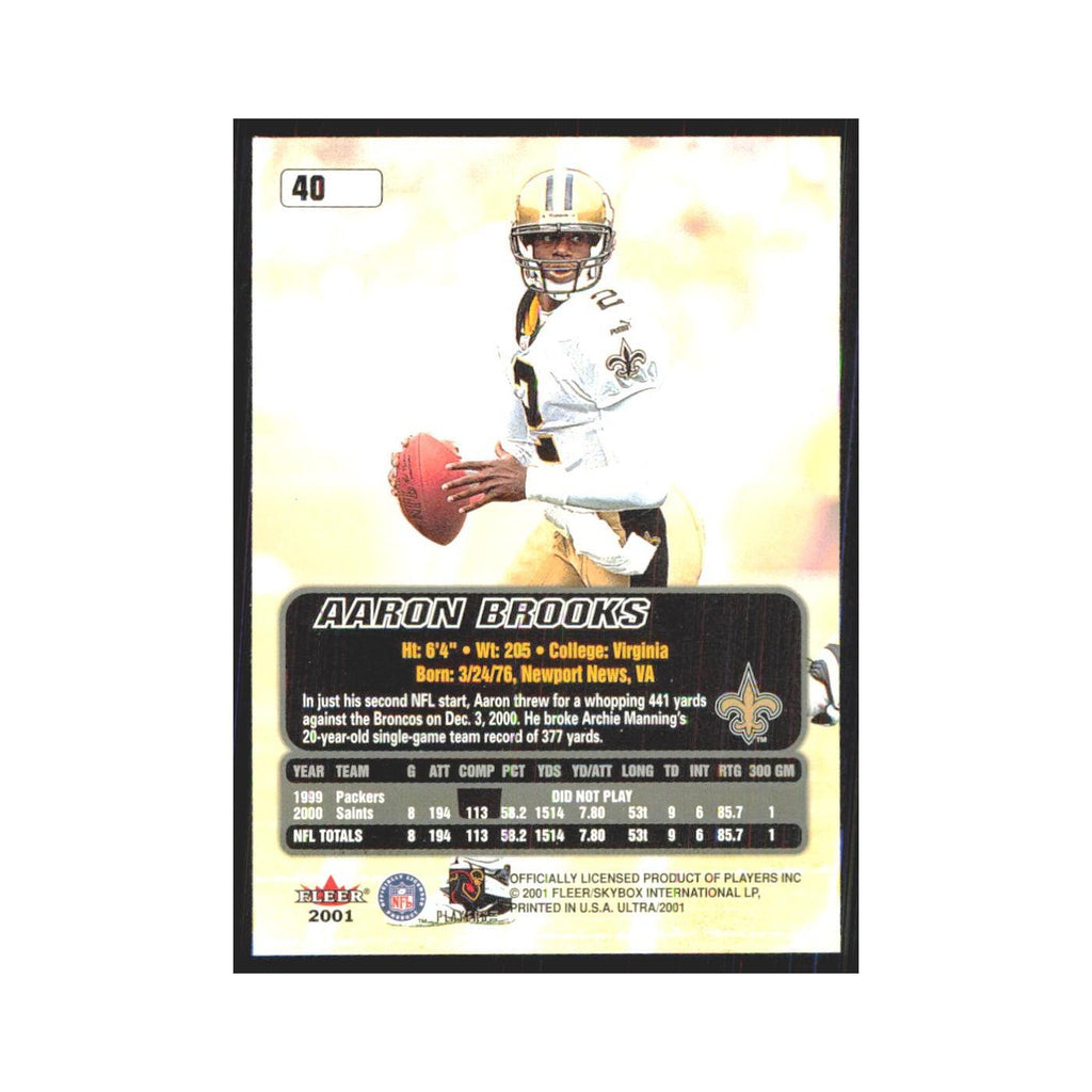 Aaron Brooks 2001 Fleer Ultra #40 New Orleans Saints Football Card NM