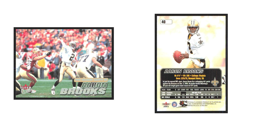 Aaron Brooks 2001 Fleer Ultra #40 New Orleans Saints Football Card NM