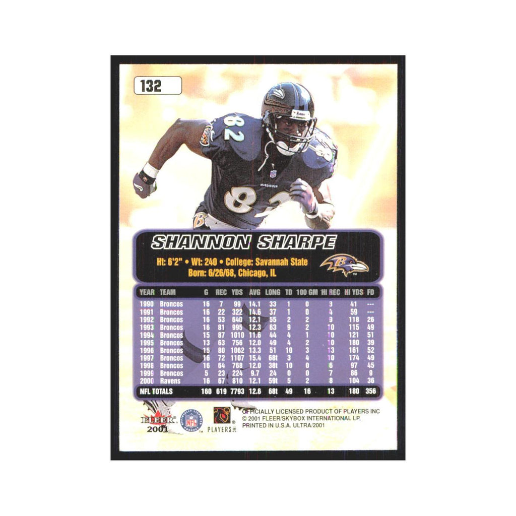 Shannon Sharpe 2001 Fleer Ultra #132 Baltimore Ravens Football Card NM