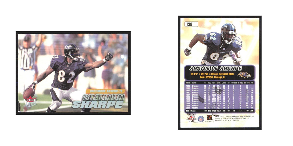 Shannon Sharpe 2001 Fleer Ultra #132 Baltimore Ravens Football Card NM