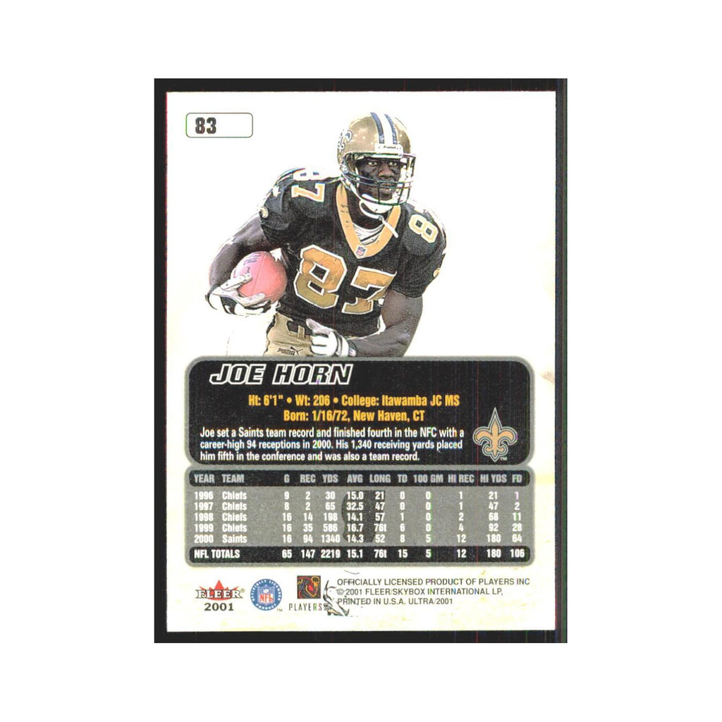 Joe Horn 2001 Fleer Ultra #83 New Orleans Saints Football Card NM