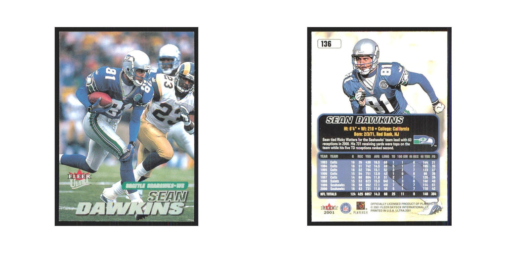 Sean Dawkins 2001 Fleer Ultra #136 Seattle Seahawks Football Card NM