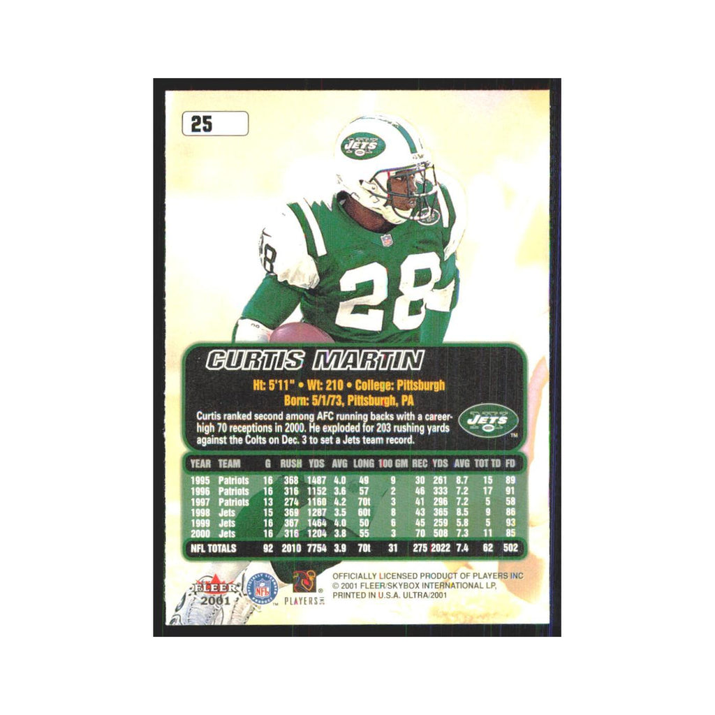 Curtis Martin 2001 Fleer Ultra #25 New York Jets Football Card NM