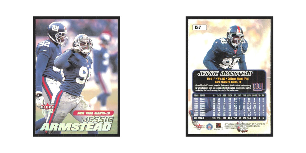 Jessie Armstead 2001 Fleer Ultra #157 New York Giants Football Card NM
