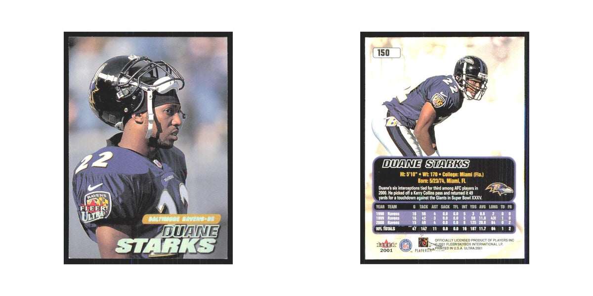 Duane Starks 2001 Fleer Ultra #150 Baltimore Ravens Football Card NM