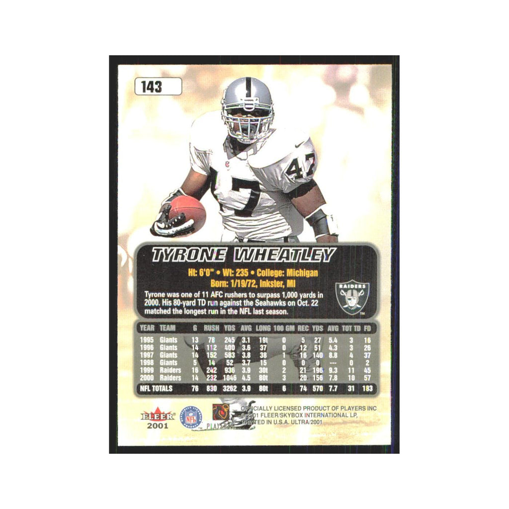 Tyrone Wheatley 2001 Fleer Ultra #143 Oakland Raiders Football Card NM