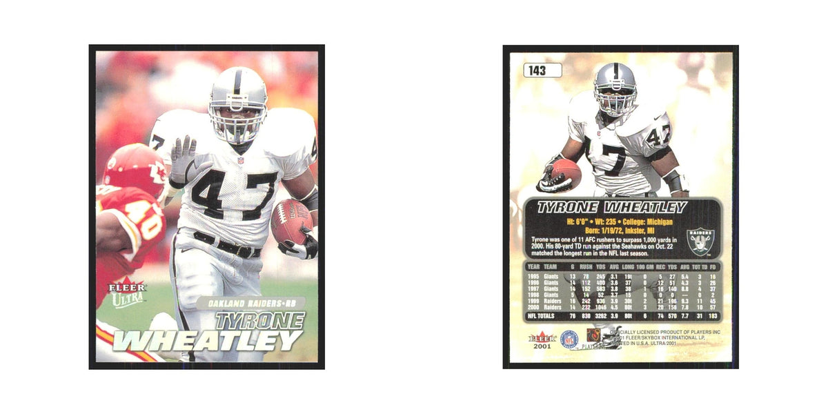 Tyrone Wheatley 2001 Fleer Ultra #143 Oakland Raiders Football Card NM