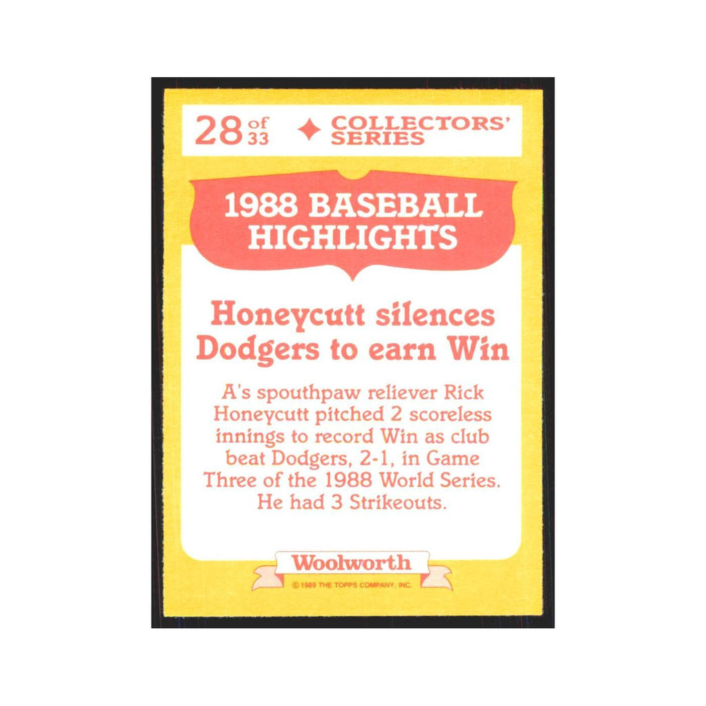 Rick Honeycutt 1989 Topps Woolworth #28.0 Oakland Athletics Baseball Card NM